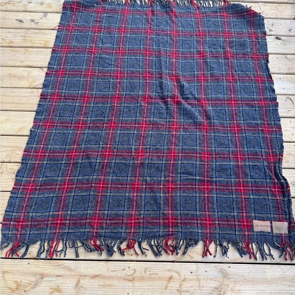 PENDLETON Wool MOTOR Blanket ~ TARTAN PLAID Charcoal Stewart